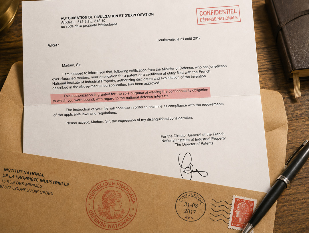 French Patent Secrecy Lift Authorization Letter – SABORDS Invention