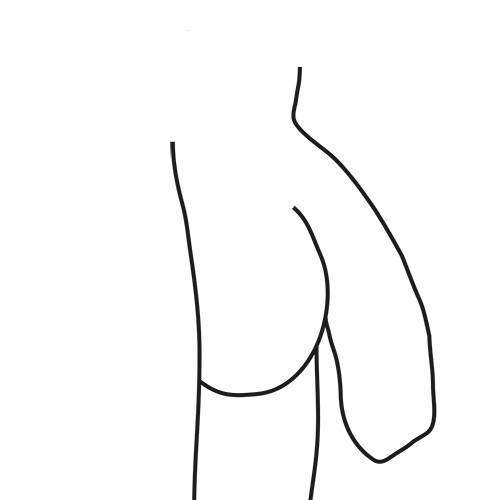 Illustration showing how SABORDS® anatomical boxer briefs allow the penis to rest in a more natural position, with greater freedom of movement and reduced contact with the body.