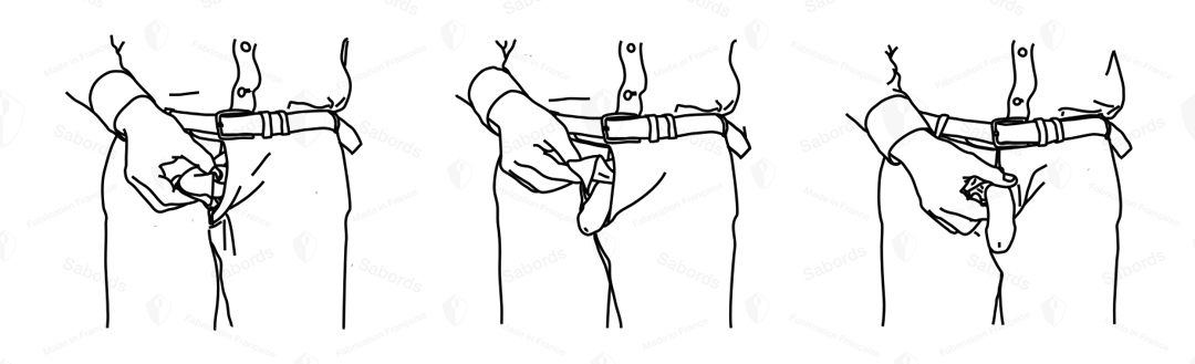 This sequence shows direct access to the intimate area with SABORDS® anatomical boxer briefs. The front opening allows the penis to be accessed without pulling down the waistband or underwear, making washing, rinsing and drying easier while remaining dressed.