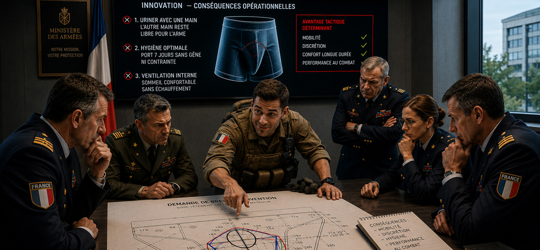 Des officiers et experts de la Défense nationale examinent une demande de brevet d'invention afin d'évaluer son intérêt stratégique et ses applications potentielles pour les forces armées françaises avant de décider d'une éventuelle mise au secret.