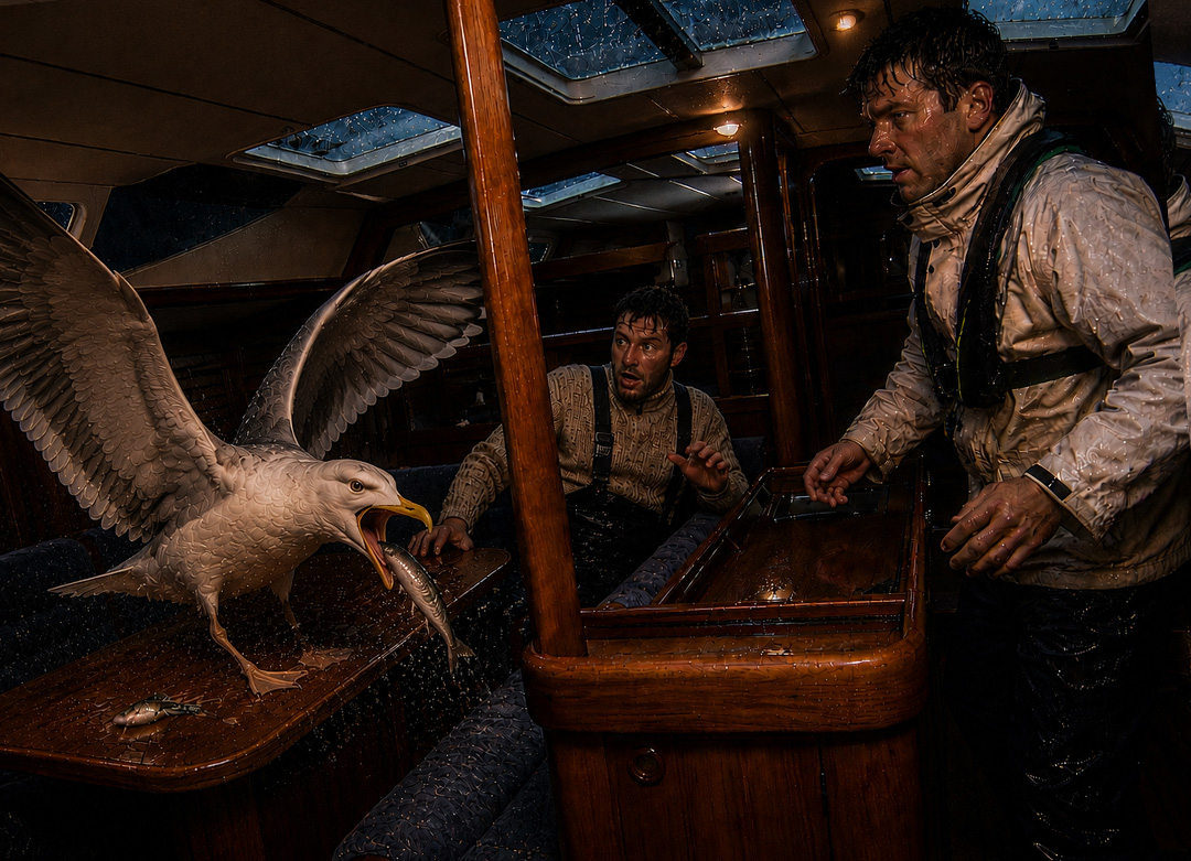 At sunrise, flying fish leap from wave to wave as we cross the Bay of Biscay aboard an Oceanis 500. An unforgettable moment from my first winter Atlantic voyage. SABORDS Sea Journal.