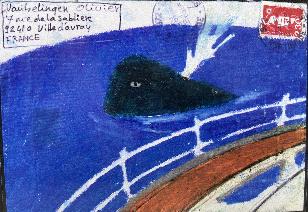envelope postale décorée une baleine croisée dans l'Atlantique