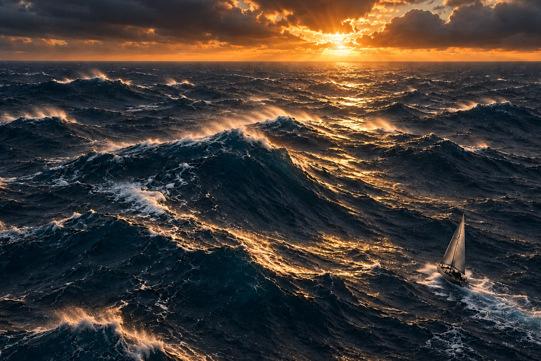 couché de soleil durant une traversé de l'Atlantique en voilier